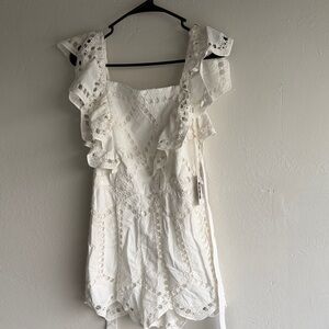 SAYLOR White Lace Ruffle Jumpsuit